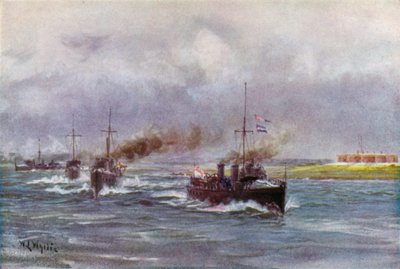 Vroege "30 knopen" torpedobootjagers door William Lionel Wyllie